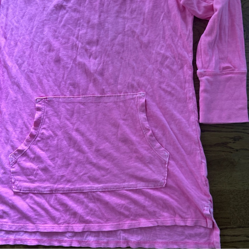 Gap Women the Minna Soda Washed Kanga Pocket Shirt Top Pink 3/4 Sleeve XS Neon - Picture 3 of 4